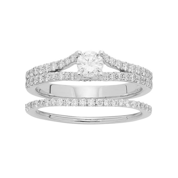 14k Gold 1 Carat T.w. Igl Certified Diamond Engagement Ring Set, Women's, Size: 6.50, White