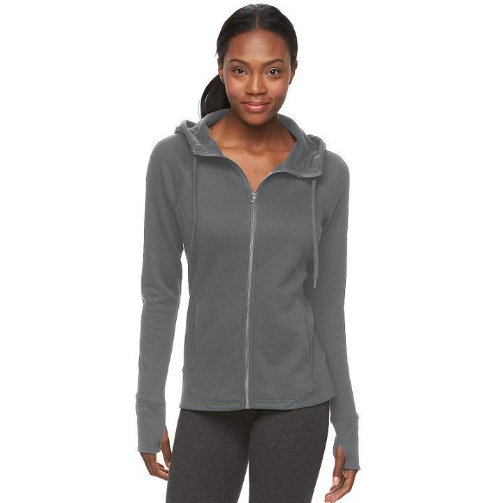 Women's Tek Gear&reg; Full-zip Fleece Hoodie, Size: Medium, Med Grey