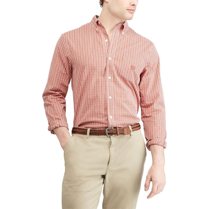 Men's Chaps Regular-fit Stretch Easy-care Button-down Shirt, Size: Small, Orange