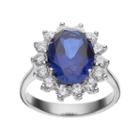 Sophie Miller Sterling Silver Lab-created Blue Spinel & Cubic Zirconia Halo Ring, Women's, Size: 6