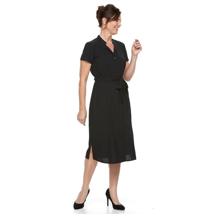 Women's Dana Buchman Notch Collar Dress, Size: Large, Black