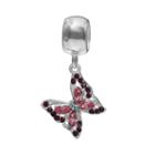 Individuality Beads Sterling Silver Crystal Butterfly Charm, Women's, Pink