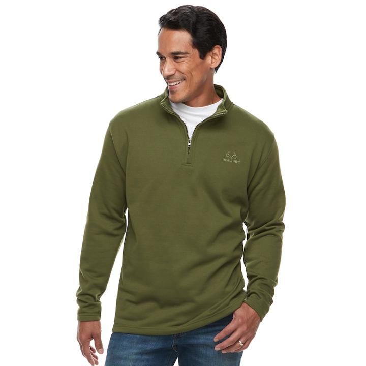 Men's Real Tree Quarter-ziip Polar Fleece Top, Size: Medium, Dark Green