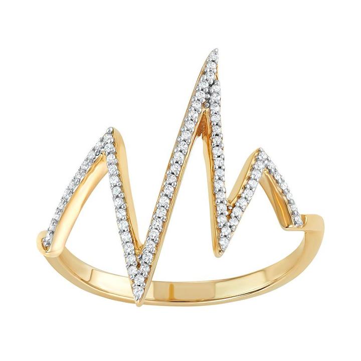10k Gold 1/6 Carat T.w. Diamond Lightning Bolt Ring, Women's, Size: 8, White