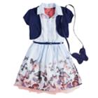 Girls 4-6x Knitworks Shrug, Shirt Dress & Purse Set, Size: 4, Blue (navy)