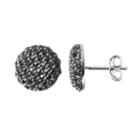 Sophie Miller Black Cubic Zirconia Black-rhodium Plated Sterling Silver Button Stud Earrings, Women's