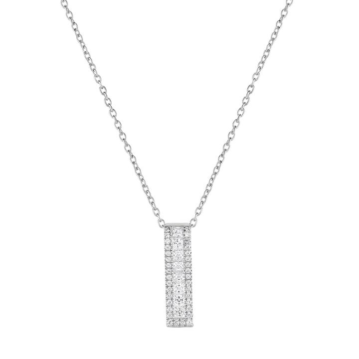 Sterling Silver Cubic Zirconia Rectangle Pendant Necklace, Women's, White