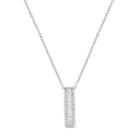 Sterling Silver Cubic Zirconia Rectangle Pendant Necklace, Women's, White