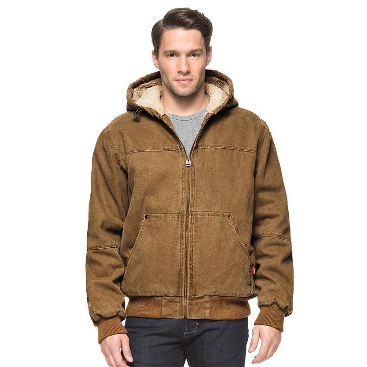 Big & Tall Levi's Sherpa-lined Canvas Bomber Jacket, Men's, Size: L Tall, Med Brown