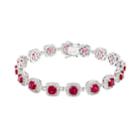 Sterling Silver Lab-created Ruby & White Sapphire Halo Bracelet, Women's, Size: 7.5, Red