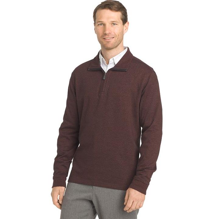 Men's Van Heusen Flex Stretch Classic-fit Quarter-zip Pullover, Size: Medium, Dark Red