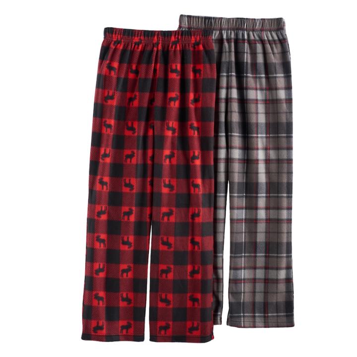 Boys 6-18 Cuddl Duds Moose & Buffalo Check 2-pack Fleece Pants, Size: 6-7, Brt Red