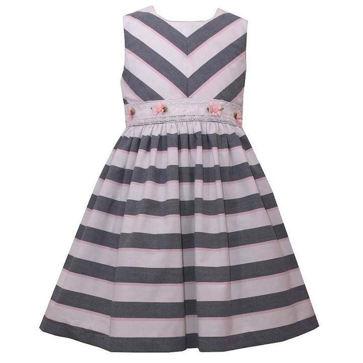 Girls 4-6x Jessica Ann Chambray Stripe Dress, Girl's, Size: 6x, Blue