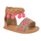 Baby Girl Wee Kids Aztec Sandal Crib Shoes, Size: 2, Brown