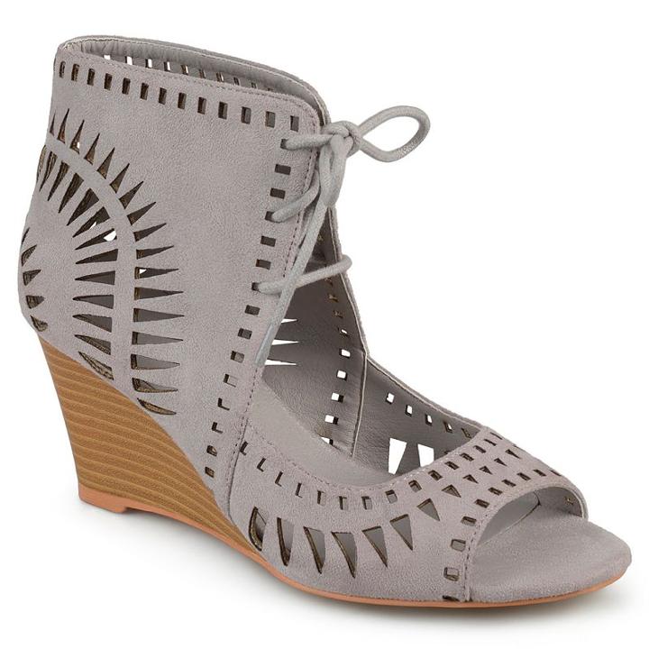 Journee Collection Zola Women's Wedge Sandals, Girl's, Size: 10, Grey