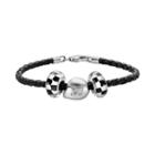 Insignia Collection Nascar Matt Kenseth Leather Bracelet And Sterling Silver 20 Helmet Bead Set, Women's, Size: 7.5, Black