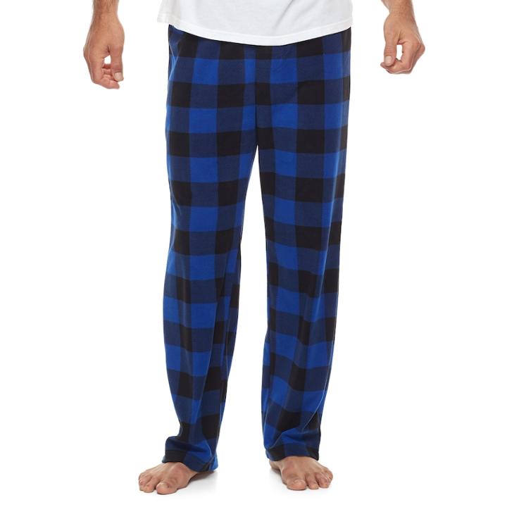 Men's 2-pack Patterned And Solid Microfleece Lounge Pants, Size: Large, Blue