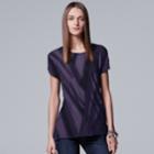 Women's Simply Vera Vera Wang Essential Textured Tee, Size: Large, Med Purple