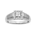 Diamond Square Halo Engagement Ring In 10k White Gold (1/2 Carat T.w.), Women's, Size: 5.50