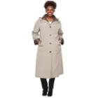 Plus Size Gallery Hooded Long Rain Jacket, Women's, Size: 2xl, Dark Beige