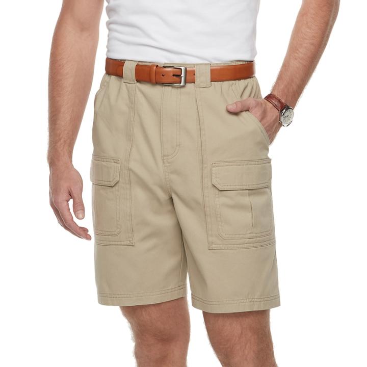 Men's Croft & Barrow&reg; Classic-fit Side-elastic 9.5-inch Cargo Shorts, Size: 33, Med Beige