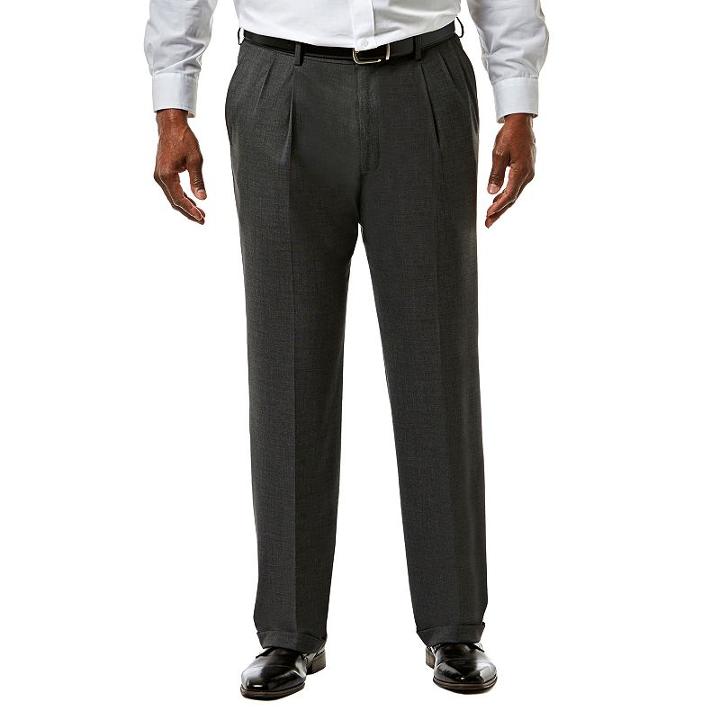 Big & Tall J.m. Haggar Premium Classic-fit Sharkskin Stretch Pleated Suit Pants, Men's, Size: 48x30, Med Grey