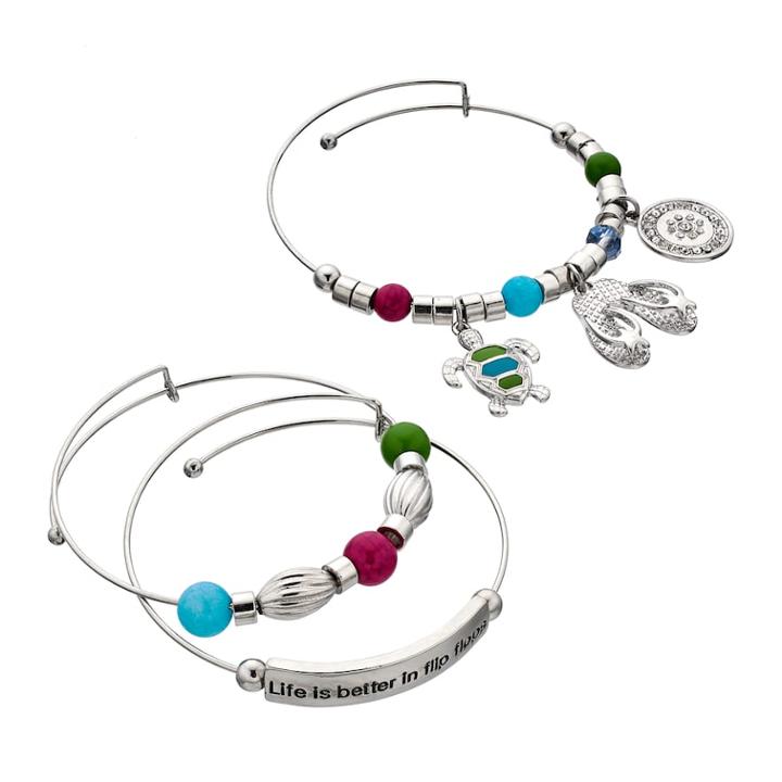 Life Is Better In Flip Flops Bangle Bracelet Set, Women's, Multicolor