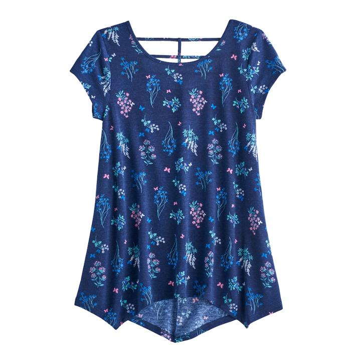 Girls 7-16 & Plus Size So&reg; Cage-back Legging Tee, Size: 7-8, Light Blue