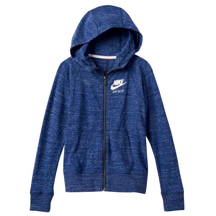 Girls 7-16 Nike Just Do It Marled Nep Raglan Zip-up Hoodie, Girl's, Size: Xl, Med Blue