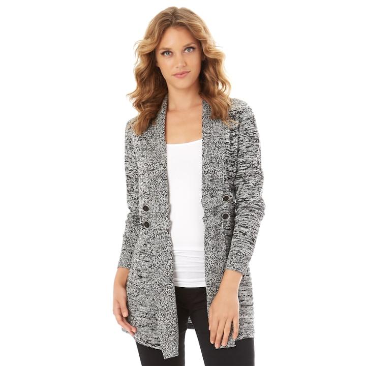 Women's Apt. 9&reg; Tab Front Cardigan, Size: Medium, White Black