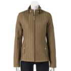 Women's Weathercast Solid Quilted Jacket, Size: Large, Beig/green (beig/khaki)
