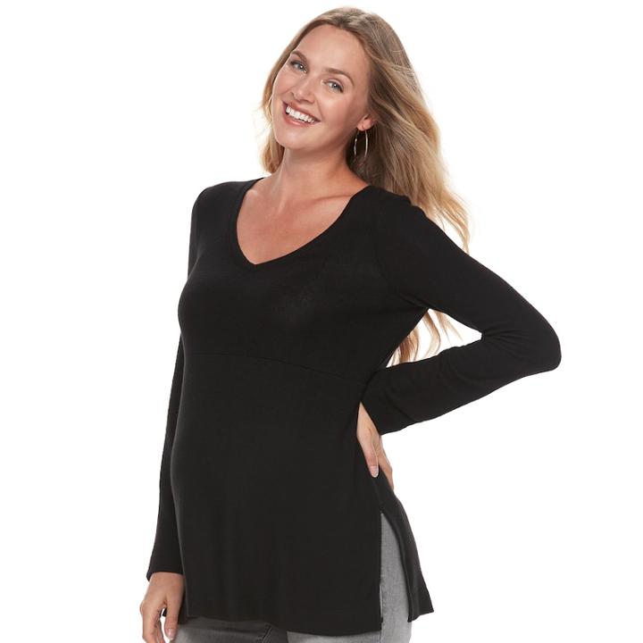Maternity A:glow V-neck Sweater, Women's, Size: L-mat, Black