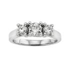 Forever Brilliant Round-cut Lab-created Moissanite 3-stone Engagement Ring In 14k White Gold (1 Ct. T.w.), Women's, Size: 7