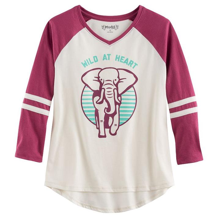 Girls 7-16 & Plus Size Mudd&reg; 3/4-sleeve High-low Hem Graphic Tee, Size: 10, White Oth
