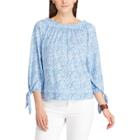 Petite Chaps Floral Smocked Peasant Top, Women's, Size: Xs Petite, Blue