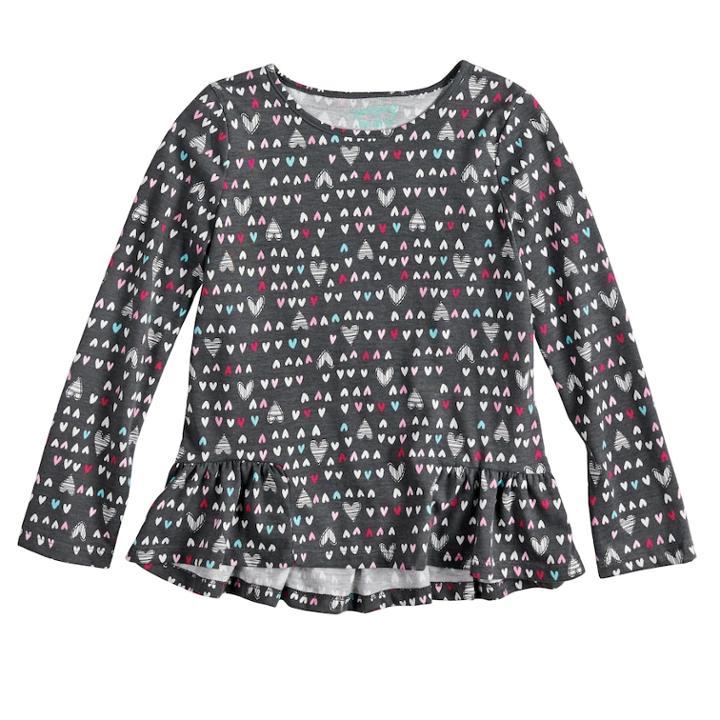 Girls 4-10 Jumping Beans&reg; Pieced Ruffle Hem Top, Size: 5, Dark Grey