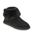 Women's Dearfoams Suede & Faux Shearling Bootie Slippers, Size: Medium (9), Black