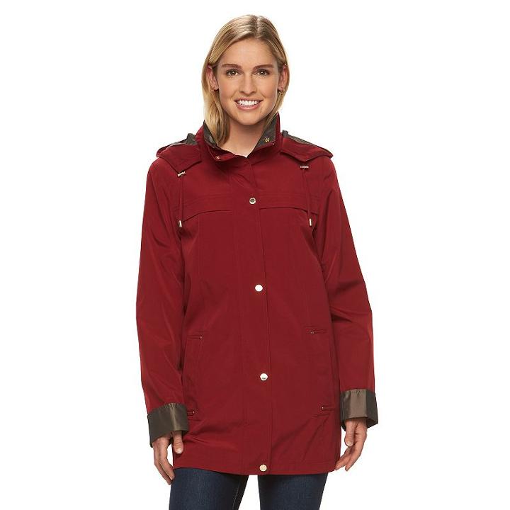 Women's Gallery Hooded Lined Rain Jacket, Size: Large, Red