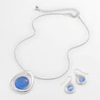 Silver Tone Simulated Cat's-eye Teardrop Pendant And Drop Earring Set, Women's, Purple