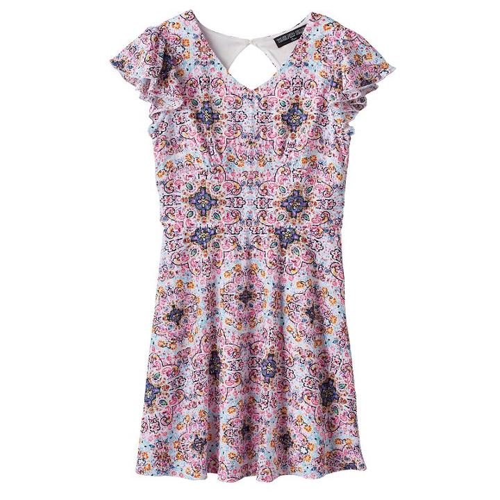 Girls 7-16 Three Pink Hearts Laser Cut Pattern Dress, Girl's, Size: 10, Natural