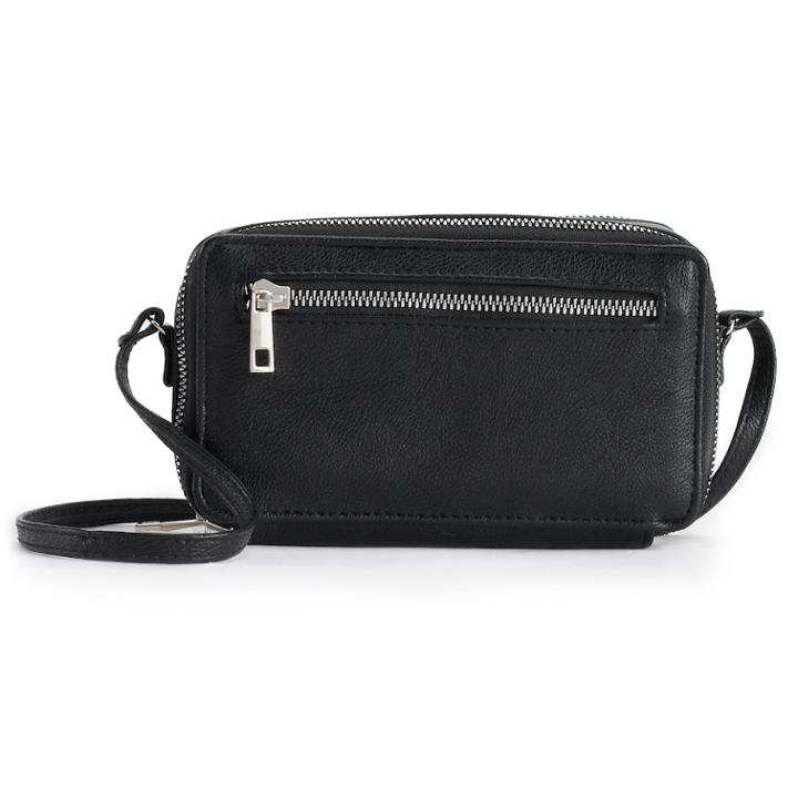 Apt. 9&reg; Double Zip Rfid-blocking Crossbody Wallet, Women's, Black
