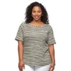 Plus Size Croft & Barrow&reg; Striped Boatneck Tee, Women's, Size: 1xl, Green