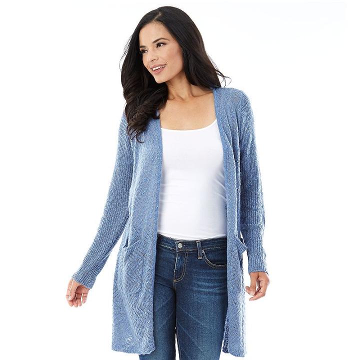 Women's Ab Studio Pointelle Duster Cardigan, Size: Medium, Blue (navy)