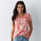 Petite Sonoma Goods For Life&trade; Essential Print V-neck Tee, Women's, Size: L Petite, Lt Orange