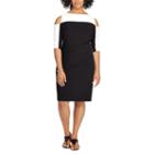 Plus Size Chaps Colorblock Cold-shoulder Sheath Dress, Women's, Size: 22 W, Black