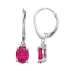 Sterling Silver Lab-created Ruby & Diamond Accent Drop Earrings, Women's, Red