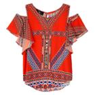 Girls 7-16 Iz Amy Byer Cold Shoulder Flutter Top With Necklace, Girl's, Size: Large, Ovrfl Oth