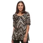 Women's Dana Buchman Print Elbow Sleeve Sharkbite Top, Size: Xs, Beig/green (beig/khaki)