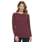 Women's Croft & Barrow&reg; Basketweave Boatneck Sweater, Size: Medium, Red