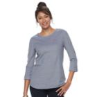 Women's Croft & Barrow&reg; Roll-tab Pique Top, Size: Small, Blue